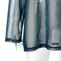 Solid See Through Tshirt Women Sexy Tops O-Neck Long Sleeve T Shirt For Women Clothing Club Y2k Aesthetic Egirl Tees