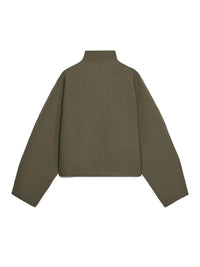 Vintage Stand Collar Women's Cropped Jacket Zipper Loose Full Sleeve Thick Warm Coat 2025 Autumn Winter Lady New in Outwear
