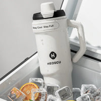 1pc Stainless Steel Ice Tumbler 1200ml Insulated Cup With Handle & Straw Keeps Cold For 24 Hrs Car Insulation Cup Coffee Water