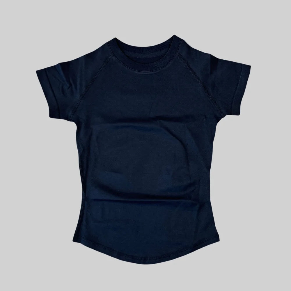 ARFTE Gym T Shirt Short Sleeve Yoga Top Women's Round Neck Seamless High Stretch Fitted Sports Gym Shirt Workout Clothing