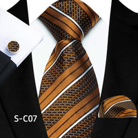 Business Mens Tie Luxury Striped 8cm NeckTie Pocket Square Cufflinks Set For Men Formal Fashion Wedding High Quality Gravata