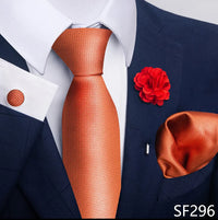 Hot Sale Luxury 8 cm Blue Floral Ties Pocket Square Cufflinks Brooch Set For Man Suit Accessories Holiday Gift Fit Formal Party
