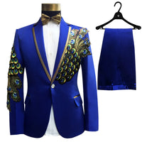 New Black Wedding Groom Tuxedos Suit Men Fashion Paillette Embroidered Male Singer Performance Party Prom Blazer Suit 4 Pcs