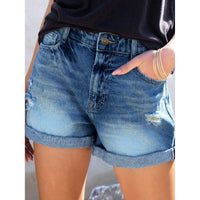 Denim Shorts for Women Women's High Waisted Distressed Denim Shorts with Pockets Ripped Jean Shorts for Summer Pocket for Women