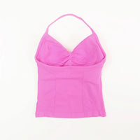 NCLAGEN Longline Strappy Top Sports Women's Yoga Vest With Built In Bra Fitness Top Gym Beautiful Back Running Workout Halter