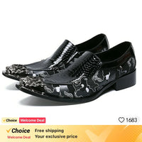 Square Square Rivet Style Casual Leather Shoes Fashionable Personality Comfortable Men's Shoes Trendy Leather Ninth Pants Shoes