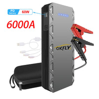 GKFLY Car Jump Starter Portable Power Bank 6000A/4000A/3000A Starting Device Car Booster Battery For Petorl Diesel Car