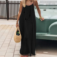 2026 Loose-Fit Spaghetti Strap Dress Women's Casual Homewear Summer Dress Solid-Color Vacation Cool Homewear