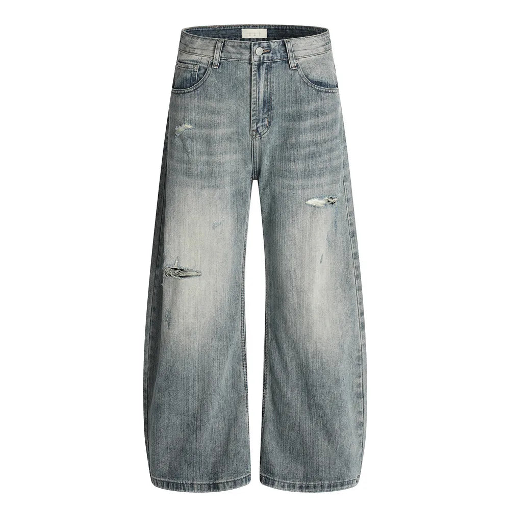 Ripped ARC 3D JEANS Mens Retro High Street Washed Distressed Loose Wide Leg Denim Pants Men