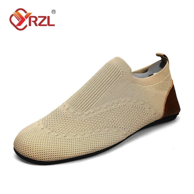 YRZL 2024 Knitted and Leisure Men Shoes Light Loafers Men's Shoes Flats Bottom Driving Walking Male Shoe Slip on Lazy Man Shoes