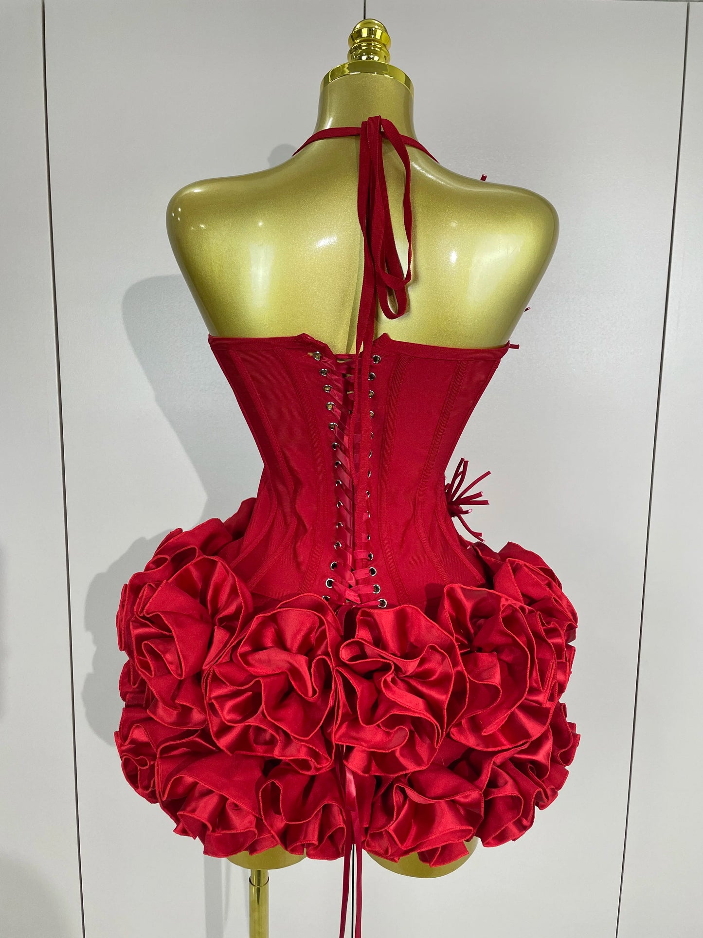 Sexy Halter Prom Gown Celebrity Club Two Piece Set Cocktail Elegant Women Fashion Luxury Birthday Party Red Black Bandage Outfit