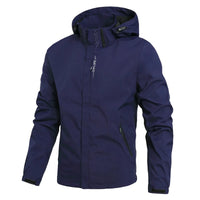 Waterproof Jacket Men Outdoor Windbreaker Jacket Removable Hooded Full Zip Coats Men Lightweight Softshell Outerwear Spring Fall