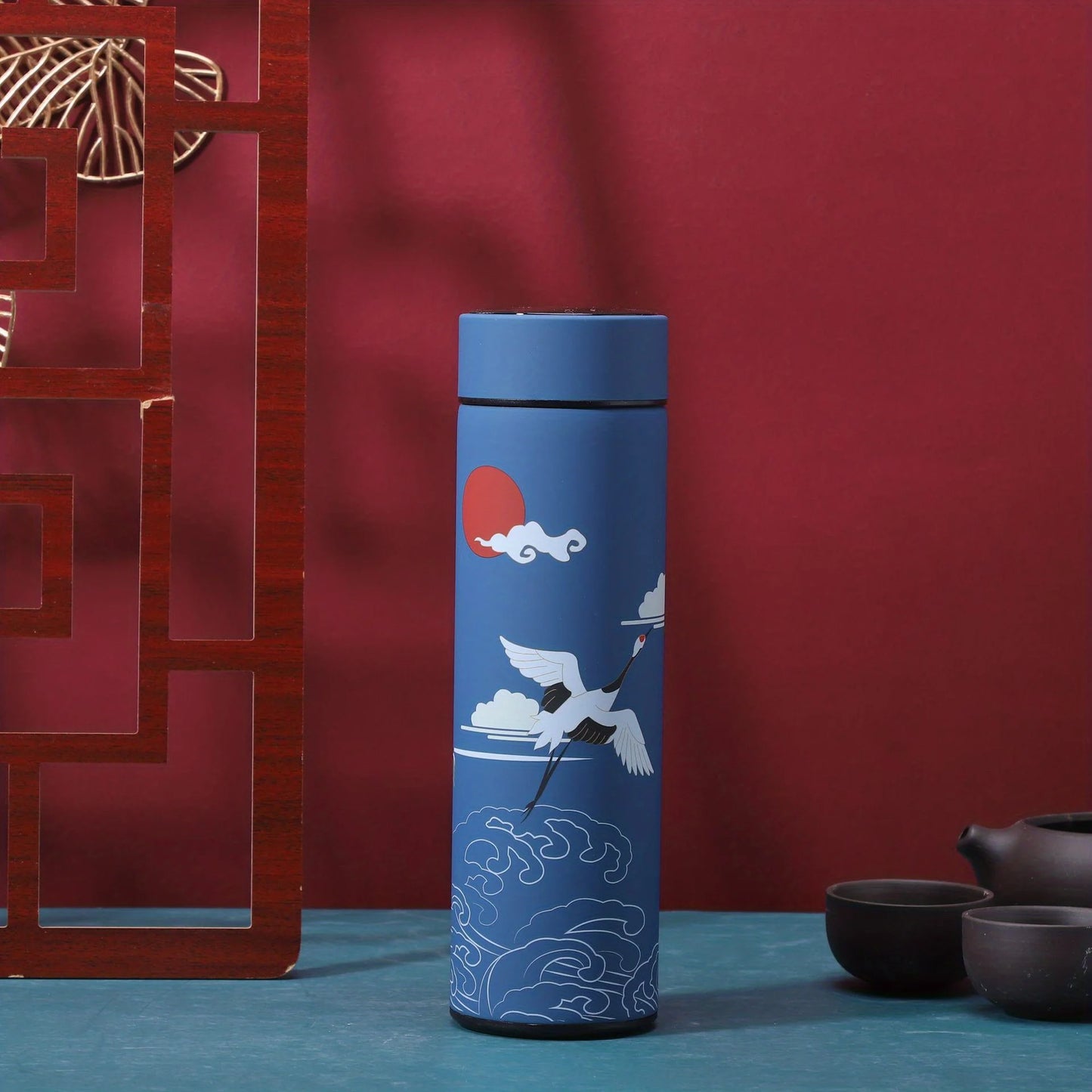 1pc Retro intelligence 304 Stainless Steel Insulated Cup, Chinese Style Trend, Creative Water Cup, Kitchen Supplies