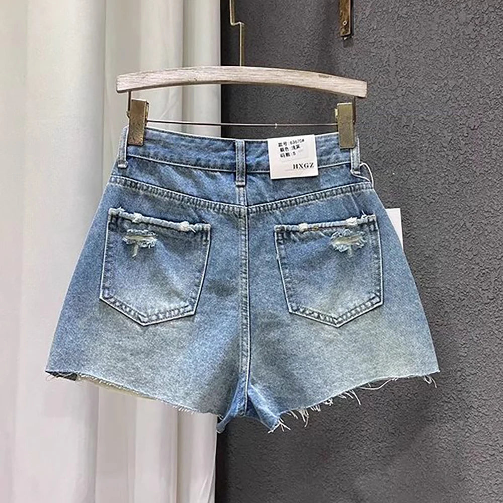 Denim Shorts for Women Summer Casual Tassel Ripped Shorts 2026 New Fashion High Waist Denim Jeans Y2K Hot Pants Streetwear