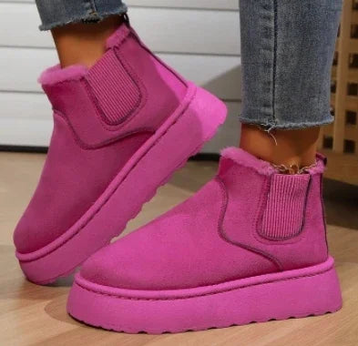 Winter Women Short Plush Warm Snow Boots Casual Shoes New Suede Fur Chelsea Ankle Boots Flats Platform Ladies Shoes Comfortable