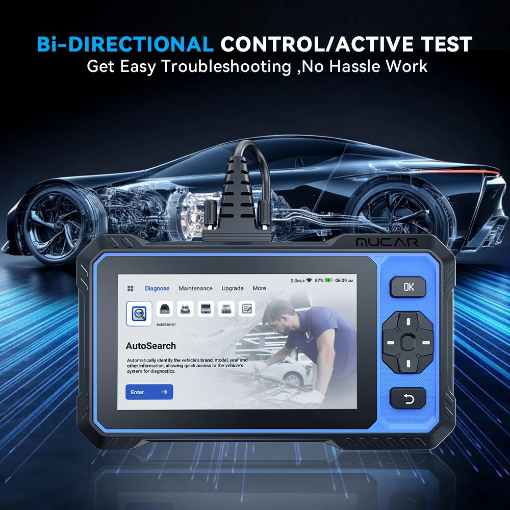 MUCAR 632 OBD2 Diagnostic Tool AI Assisted Bi-directional CANFD Protocal ECM/TCM/ABS/SRS Diagnosis 15 Reset Lifetime Free Update