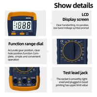 A830L LCD Digital Multimeter AC DC Voltage Diode Freguency Multitester Current Tester Luminous Display with Buzzer Function