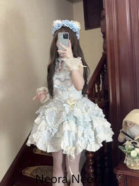 Lovely Kawaii Slash Neck Slim Lolita Dress Women Sweet Design Bow Off Shoulder Sling Dresses Elegant Cute Pretty New Clothing