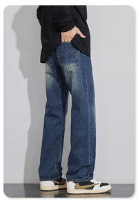 Jeans Men Wide Leg Explosive Jeans Male Loose Straight Denim Pants 2025 Autumn Harajuku Vintage Blue Trousers Streetwear Clothes