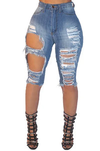 Straight Fashion Hollow Stretch Sexy Hollow Denim Mid Pants Ladies Jeans Women's Clothing