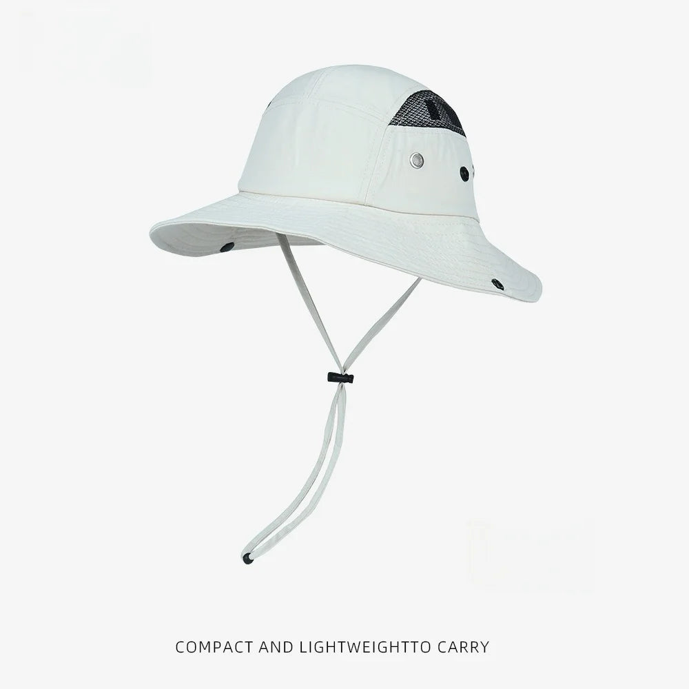 UPF50+ Waterproof Sun Hat Men Women Wide Brim Bucket Hat Quick Dry Breathable Boonie Hat Outdoor Fishing Hiking Safari Caps