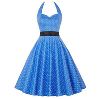 Elegant Women Pink Polka Dot Dress Summer Robe Hepburn 1950s 60s Vintage Sexy Halter Rockabilly Retro Party Dresses 2026 Vestido
