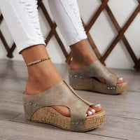 Sandals Women Summer 2025 Fashion Wedge Shoes For Women Non-Slip Slip On Women's Sandals Retro Women Heels Footwear Female