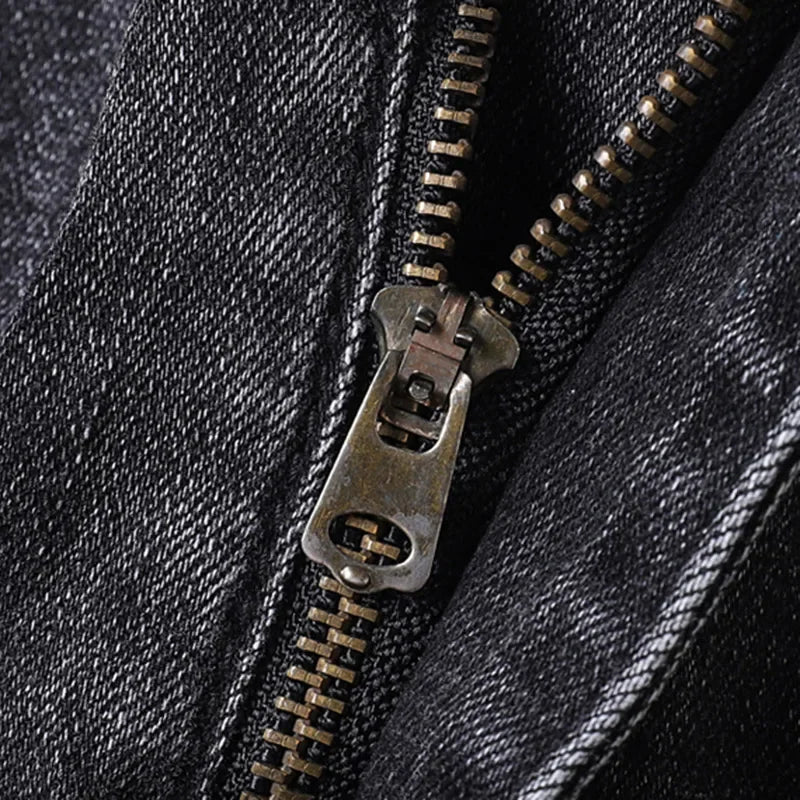 Men Casual Stretch Jeans Male 2025 New Fashion Classic Business Straight Leg Smoke Gray Work Denim Trousers Brand Clothing