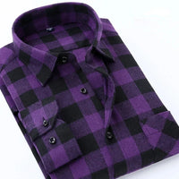 Pure Cotton Men's Plaid Shirt Long Sleeve Regular Fit Men Casual Oversized Shirt Leisure Autumn Male Blouse New Plus Size