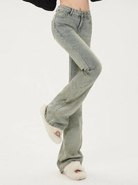 Ins Women Korean High Waist Flared Jeans Female High Street Boot Cut Pants Lady Y2k 2000s Yellow Denim Bell Bottom Trousers