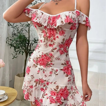 Sexy Jacquard Bare Shoulder Strap Skirt Sexy Adult Night Dress Women Nightgowns Women's Pajamas Dress Lingerie Night Sleep Dress