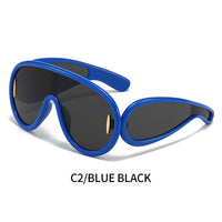 2023 New Fashion One Piece Big Frame Goggles Oversized Oval Sunglasses Women Men Trendy Hip Hop Sun Glasses