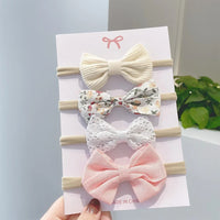 4Pcs/Set Flower Bows Headband Baby Hairband for Girl Children Elastic Hair Bands Soft Toddler Newborn Cute Hair Accessories Gift