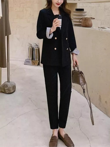 New Fashion Women Blazer Pants Two-Piece Set Office Lady Slim Pants Suits Female Fashion Blazer Suit