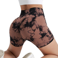 New Tie Dye Yoga Shorts Women's Sports Outdoor Running Yoga Fitness Pants Comfortable High Waist Elastic Tight Yoga Pants