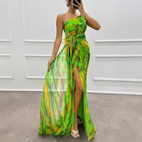 2025 Spring Women Chiffon Dress Print Sleeveless Casual Dress Bohemian Dress Female Summer Holiday Fashion Beach Lady Clothes