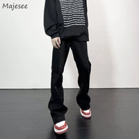 Black Jeans Men Casual Simple All-match Flare Sleeve Handsome Streetwear Daily Fashion Stretchy American Style Pantalon Homme