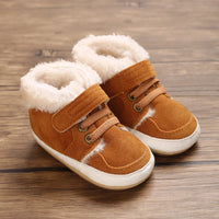HAIZHIW 0-18M NEW Winter Baby Boys Girls High Tops Sneakers Rubber Anti-Slip Sole Fleece for Warmth Infant Newborn Shoes