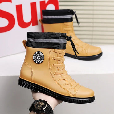 Botas 2024 Outdoor Man Boots Fashion Mens Rain Boots Four Seasons New Non-slip Comfortable Wear-resistant Men's Waterproof Shoes