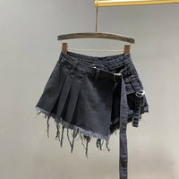 Irregular Pink Denim Skirt Women's Summer High Waist Slimming False Two-Piece A- Line Workwear Short Mini Skirts 2023