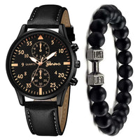 2/1pcs Men Sports Watches Set Man Business Quartz Wristwatch Luxury Brown Leather Bracelet Men Casual Clock Watch（no Box）gifts