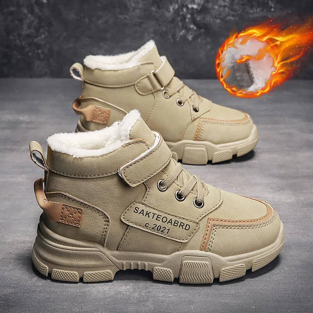 Winter Snow Boots For Children 2024 Trend Fashion Plush Cotton Shoes Thick Warm Teenager Faux Fur Boots For Kids