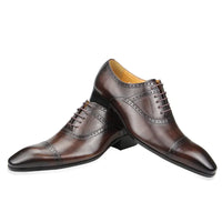 Elegant Formal Men Shoes Top Layer Cow Leather Oxfords Business Office Lace Up Luxury Design Handmade Dress Fashion Males' Shoe