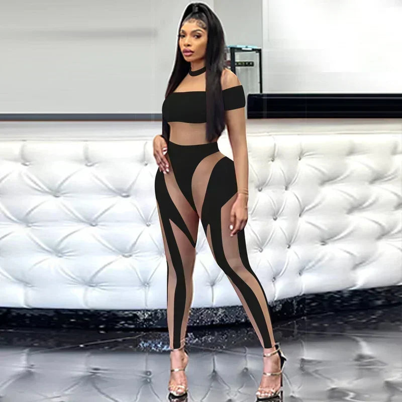 GUWU Short Sleeve Sheer Mesh Patchwork Summer Jumpsuits Sporty Womens See-Through Skinny Rompers Neon Outfits Active Wear