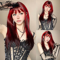 Blonde Unicorn Synthetic Long Wavy Wig Ombre Purple to Blue for Woman Cosplay Halloween Wigs Heat Resistant Fiber Bangs Hair