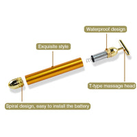 Energy 24K Gold T Beauty Bar Facial Roller Pulse Firming Massager Anti Aging Face Wrinkle Treatment Slimming Wrinkle Stick