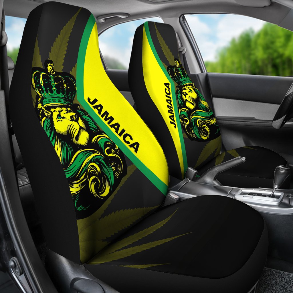 Jamaica Car Seat Covers Jamaican Lion With Coat Of Arms Amazing Pack of 2 Universal Front Seat Protective Cover