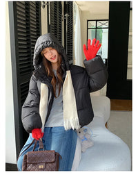 2025 New Korean Winter Women Down Cotton Jacket Coat Short Basic Cotton Padded Outerwear Hooded Female Winter Parkas