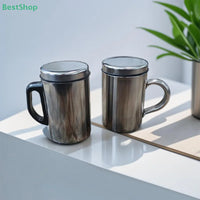 ★★★Stainless Steel Double-layer Mug With Lid, Office Insulated Insulated Mug With Handle