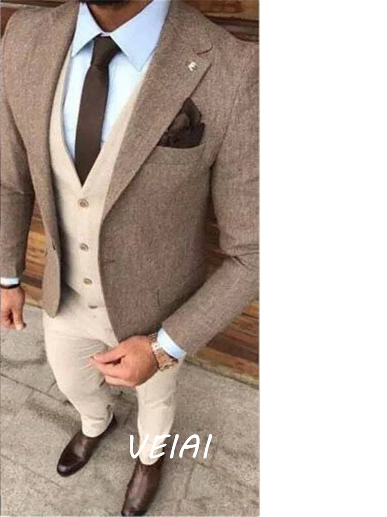 2022 Elegant Men's Business Suits Slim Fit Skinny Men Suits One Button Bridegroom Men Suit 3 Pieces(Jacket+Pant+Vest)